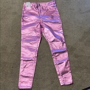 Shiny Pink Womens Pants
